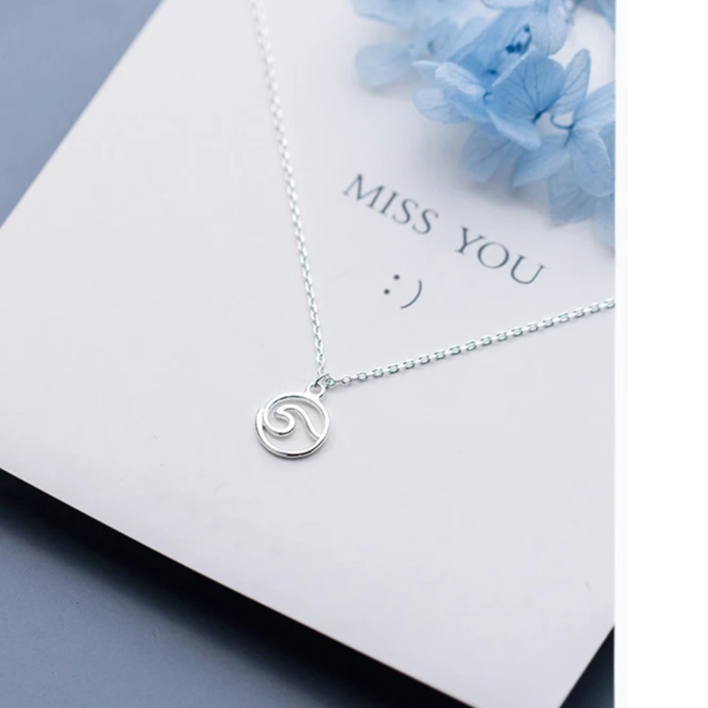 NEW 925 Sterling Silver Wave Necklace